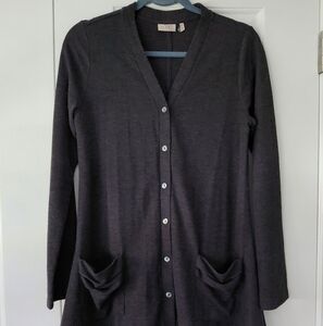 Dark Gray Button-Up Cardigan